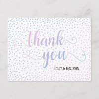 Danke-Spruch Rosa Blau Konfetti Babyparty