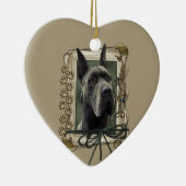 Danke - Steintatzen - Deutsche Dogge - Grau Keramik Ornament (Rechts)