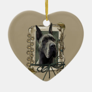 Danke - Steintatzen - Deutsche Dogge - Grau Keramik Ornament
