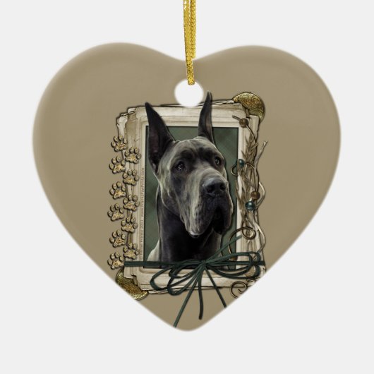 Danke - Steintatzen - Deutsche Dogge - Grau Keramik Ornament (Vorne)