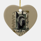 Danke - Steintatzen - Deutsche Dogge - Grau Keramik Ornament (Hinten)