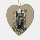Danke - Steintatzen - Deutsche Dogge - Grau Keramik Ornament (Links)