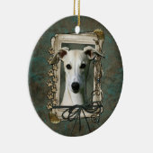 Danke - Steintatzen - Whippet Keramik Ornament (Rechts)