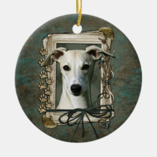 Danke - Steintatzen - Whippet Keramik Ornament