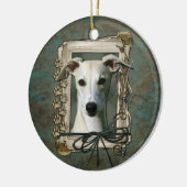 Danke - Steintatzen - Whippet Keramik Ornament (Links)