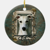 Danke - Steintatzen - Whippet Keramik Ornament (Hinten)