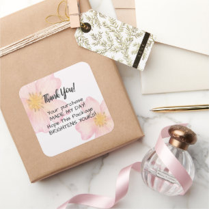 Danke Sticker - Rosa Wasserfarben-Blume