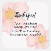 Danke Sticker - Rosa Wasserfarben-Blume (Vorderseite)