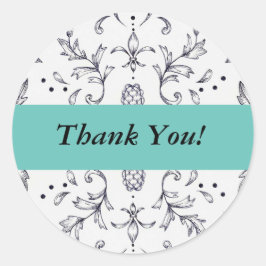 Danke Stickers Damask Black und Aquamarin