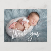 Danke | Stilvolle Typografie-Geburtsankündigung Postkarte (Vorderseite)