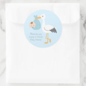 Danke Stork liefert Niedlichen Baby Boy Runder Aufkleber (Tasche)