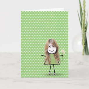 Danke Strichfigur-Mädchen mit Daisies