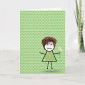 Danke Strichfigur-Mädchen mit Daisies (Vorderseite)