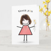 Danke Strichmännchen Girl mit Daisies Karte (Gelbe Blume)