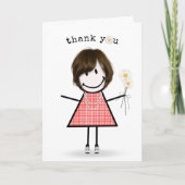 Danke Strichmännchen Girl mit Daisies Karte (Vorderseite)