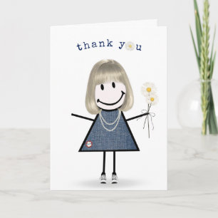 Danke Strichmännchen Girl mit Daisies Karte