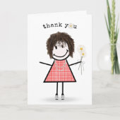 Danke Strichmännchen Girl mit Daisies Karte (Vorderseite)