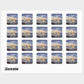 Danke Sunset on Beach Hochzeitsticker Quadratischer Aufkleber (Blatt)
