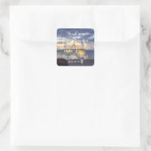 Danke Sunset on Beach Hochzeitsticker Quadratischer Aufkleber (Tasche)