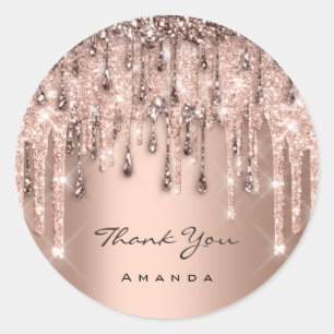 Danke Süße 16. Braut Hochzeit Rose Glitter Tropfen Runder Aufkleber