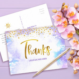 Danke Süße 16 Lila Wasserfarbe Gold Geburtstag Postkarte