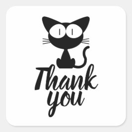 Danke Süße Schwarze Katze Zeichnung Quadratischer Aufkleber