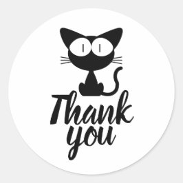 Danke Süße Schwarze Katze Zeichnung Runder Aufkleber