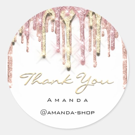 Danke Sweet 16. Bridal Rose Tropfen White Runder Aufkleber (Vorderseite)