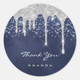 Danke Sweet 16. Bridal Wedding Blue Navy Favor Cl Runder Aufkleber
