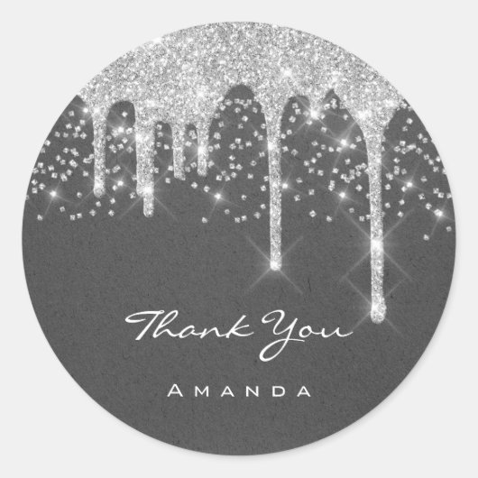 Danke Sweet 16. Bridal Wedding Gray Kraft Tropfen Runder Aufkleber (Vorderseite)