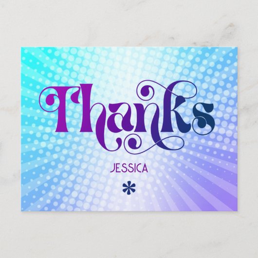 Danke Sweet 16 Groovy Lila Blue Gradient Postkarte (Vorderseite)