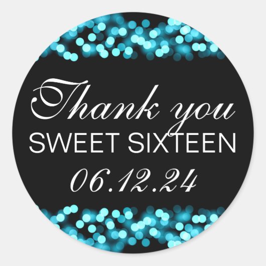 Danke Sweet 16 Hollywood Glam Turquoise Runder Aufkleber (Vorderseite)