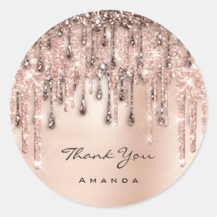 Danke Sweet 16th Braut-Rose Hochzeit Glitter-Tropf Runder Aufkleber