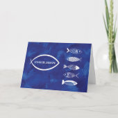 Danke Swim Coach mit Fish on Blue Adding Karte (Vorderseite)