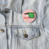 Danke, Tag des Lehrers, Süße Rosa Eule Button (Beispiel)