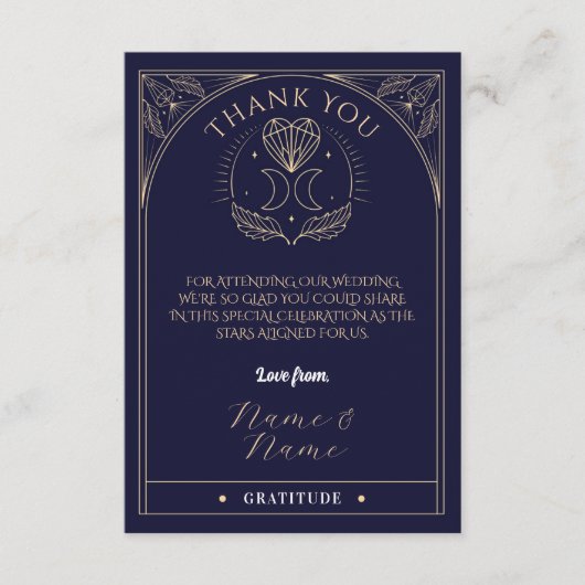 Danke Tarot Moon Crystals Hearts Wedding Cards Begleitkarte (Vorderseite)