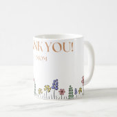 "Danke" Tasse – Handgezeichneter Blumen-Garten-Dan (VorderseiteRechts)
