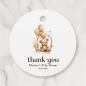 Danke Teddy Bear Gender Neutral Baby Dusche Geschenkanhänger (Rückseite)