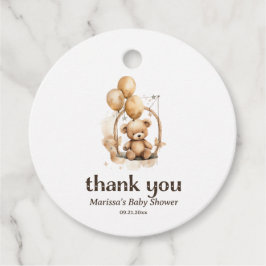 Danke Teddy Bear Gender Neutral Baby Dusche Geschenkanhänger