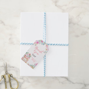 Danke Tee Party Pastel Blume Babydusche Geschenkanhänger