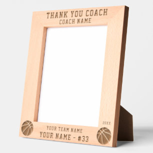 Danke Trainer Basketball Team Name Sport Geätzte Rahmen
