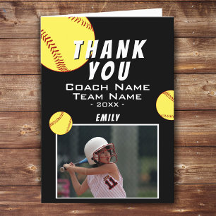Danke Trainer Black Softball-Fotokarte