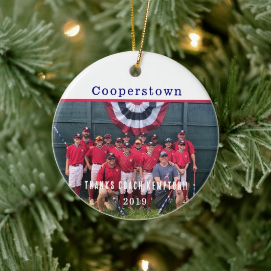 Danke Trainer – Cooperstown Andenken Teamfoto  Keramik Ornament (Baum)