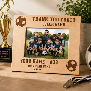 Danke Trainer Fußball-Mannschaftsname Sport Geätzte Rahmen