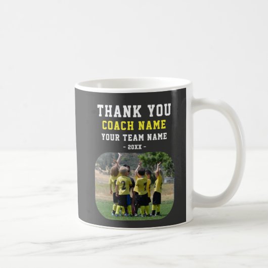 Danke Trainer mit Teamname Foto Kaffeetasse (Rechts)