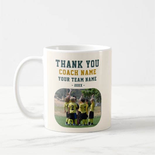 Danke Trainer mit Teamname Foto Kaffeetasse (Links)