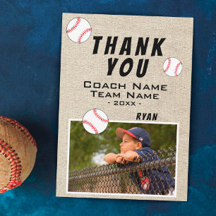 Danke Trainer Rustic Baseball Fotokarte