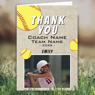 Danke Trainer Rustic Softball Fotokarte