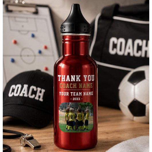 Danke Trainer Teamname Foto Edelstahlflasche