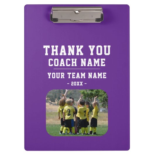 Danke Trainer Teamname Foto Klemmbrett (Vorderseite)